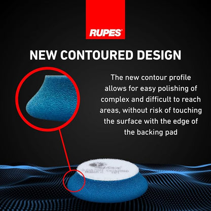RUPES 9.DA70H/4 Pack of 4 Blue D-A Coarse Cutting Foam Pads 70mm | Ideal for Paint Correction & Gloss Enhancement | Mild to Severe Defect Removal | Compatible with 2.75" Backing Plate