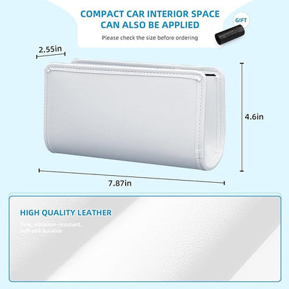 Car Trash Can, Universal Leather Foldable Leakproof Garbage Bins Car Door Organizer Holder (White)