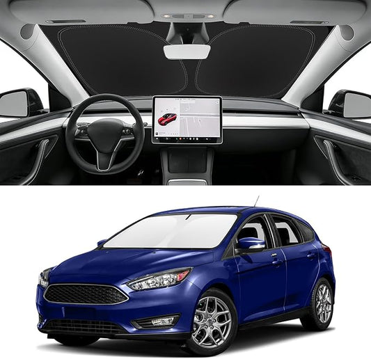 Custom Fit Windshield Sun Shade for Ford Focus 2012-2018, Blocks UV & Heat, Front Window Sunshade Accessories, Easy Fold & Store Keep Your Car Cooler