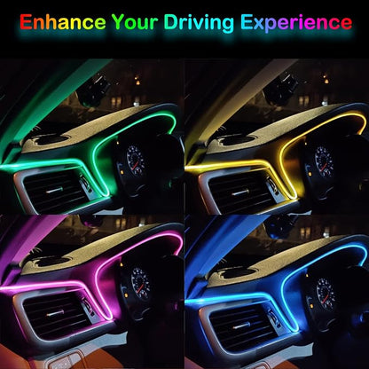 Jushope Interior Car LED Strip Lights, RGB USB Car Ambient Lighting, Car Accessories Fiber Optifc Lights Sync to Music (1 LED/118 inches)