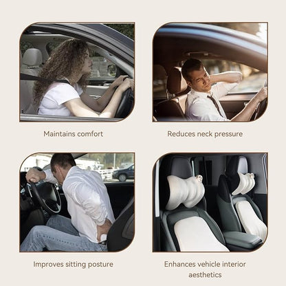 1Pcs Black Car Headrest Memory Foam Neck Pillow 11.8 X 7.8” Soft and Comfortable Seat Head Pillow Cushion Features Adjustable Straps for Most Sedans, SUVs, Home, and Office Settings