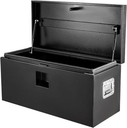 Black Steel Underbody Truck Box, Pickup Storage Box, Heavy Duty Diamond Plate Tool Box with Lock and Keys, Waterproof Trailer Storage Box (24"x 15"x 15")