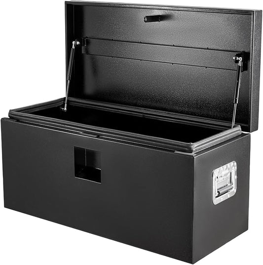 IDEALHOUSE Truck Bed Tool Box and Trailer Tongue Box - 30" Black Steel Storage Chest for Pickup Trucks, RVs, Trailers, Vans, 348"x 15"x 15"