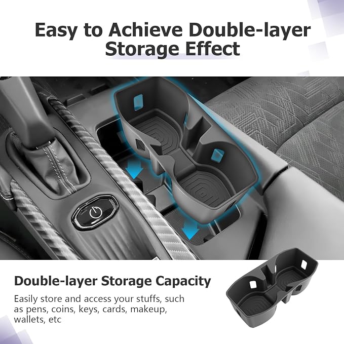 LUWU 2025 2026 Charger Center Console Cup Holder Compatible with 2024 2025 2026 Charger Daytona R/T Scat Pack Premium Silicon Cup Holder Spill-Proof, Easy Install & Clean, Black Interior Accessories