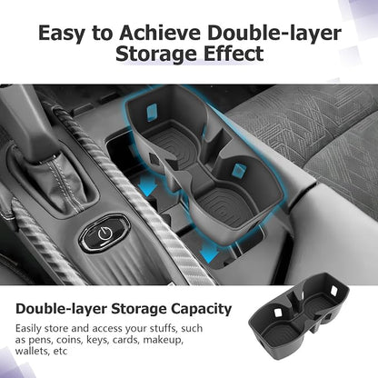 LUWU 2025 2026 Charger Center Console Cup Holder Compatible with 2024 2025 2026 Charger Daytona R/T Scat Pack Premium Silicon Cup Holder Spill-Proof, Easy Install & Clean, Black Interior Accessories