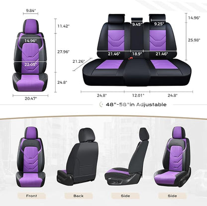 Coverado Car Seat Covers, 2 PCS Front Seat Covers, Black&Purple Leather Seat Cover for Car, Waterproof Car Seat Protector, Automotive Seat Cover Car Seat Cushion Universal Fit for Most Sedan SUV Truck