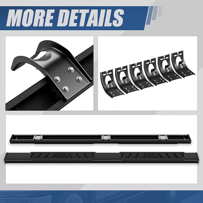 Auto Dynasty Flat Running Boards Compatible with 2009-2024 Dodge Ram 1500 Truck Extended/Quad Cab, Stainless Steel Side Step Rail Nerf Bars, 5" Step Bars, Black Powdercoated