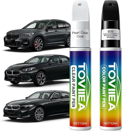 Mineral Grey Metallic(B39) Touch Up Paint Compatible with BMW,2-In-1 Car Scratch Remover Pen,Car Paint Scratch Repair Kit for Scratches,Chips & Nicks,2-PCS SET