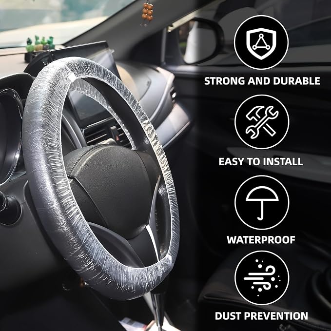 500pcs Disposable Steering Wheel Covers,Disposable Steering Wheel Protector with Elastic, Applicable to Cars, Trucks, Vans