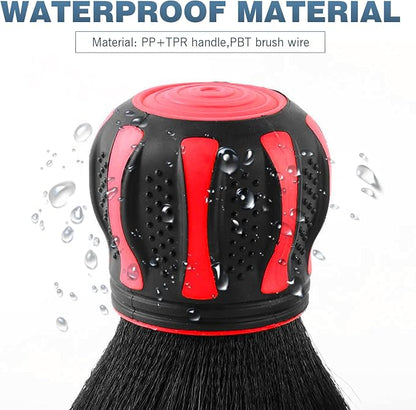 Car Detailing Brush, Multifunctional Soft Cleaning Brush for A/C Vents and Seat Gaps, Non-Slip Handle Ball-Shaped Multi-Function Cleaning Tool with Storage Rack, for Most Cars (Red)