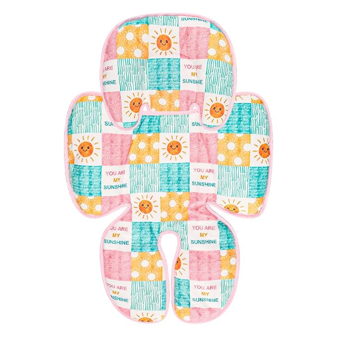 SWESEN Infant Car Seat Insert with 2 Strap Pads, Super Soft Carseat Head and Body Support for Baby Boys and Girls, Reversible Newborn Car Seat Insert Cushion for Strollers, Bouncers, Sunshine
