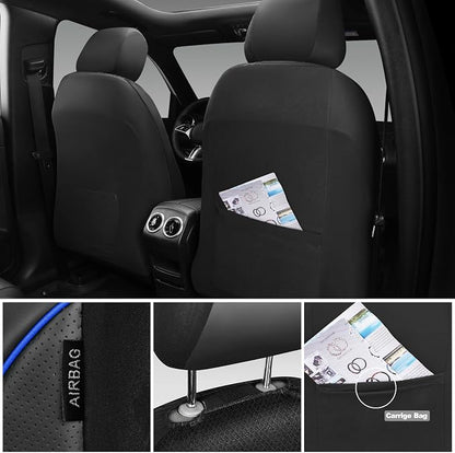 CAR PASS Comfortable 3D Foam Mesh Leather Car Seat Covers Full Sets, Air Cool Mesh Breathable Seat Covers for Car, Universal 5 Seats Fit for SUV Truck Sedan Automotive, Airbag Compatible,Black Blue