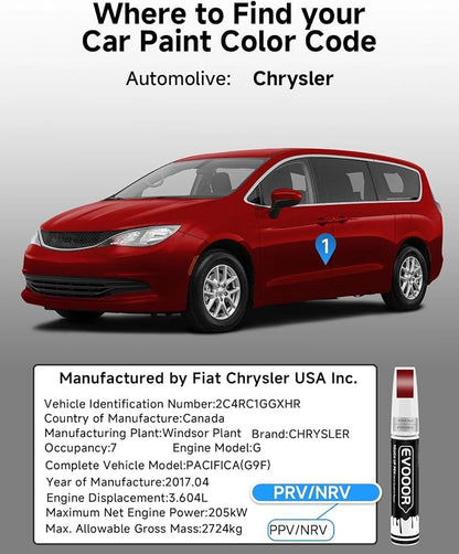 Velvet Red(PRV/NRV) Touch Up Paint Compatible with Chrysler Exact Match 2 in 1 Touch up Paint for Chips and Nicks Repair with 2pcs Disposable Micro Applicators