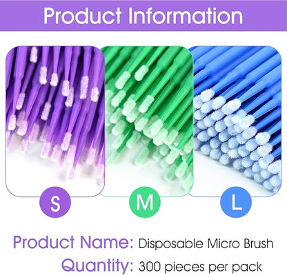 300 PCS Small Paint Brushes for Touch Up, Fine Tip Paint Brush Set for Automotive Paint Chip Repair, Disposable Paint Brushes Bulk with 2.5mm, 2.0mm & 1.5mm Sizes (Blue, Green, Purple)