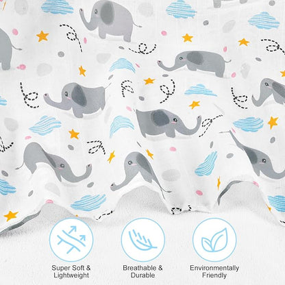 Baby Car Seat Cover - 100% Muslin Cotton Universal Breathable Canopies for Boys and Girls Soft Spring Summer Car Seat Cover Lightweight Infant Car Seat Canopy - Gray Elephants