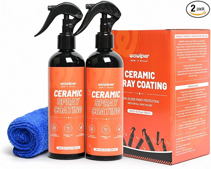 Ceramic Coating for Cars - Quick Effect Spray Coating, Extremely Hydrophobic Car Spray Coating, Easy to Use Coating for Paint Polish & Shine - 2 Pack for Car/Truck/RV/Motorcycle