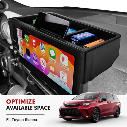 Autorder Screen Dashboard Organizer for 2025 2026 Toyota Sienna Accessories - Dash Screen Console Storage Tray for Phones Keys Sunglass Card Non-Slip（Fits 12.3" Screen Models）