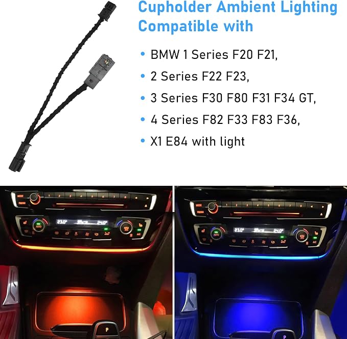 Jaronx Compatible with BMW LED Console Ambient Light for 1' F20 F21, 2' F22 F23, 3' F30 F31 F80, 4' F32 F33, Center Console Ambient Lights LED with Dual Color Lighting