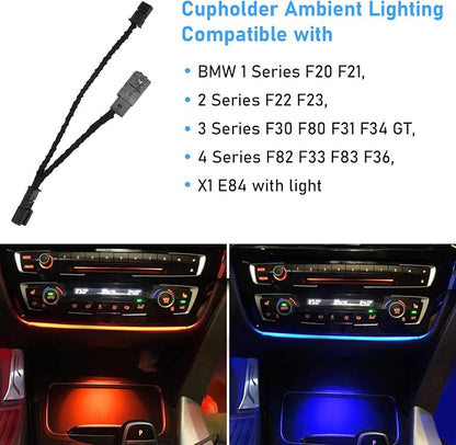 Jaronx Compatible with BMW LED Console Ambient Light for 1' F20 F21, 2' F22 F23, 3' F30 F31 F80, 4' F32 F33, Center Console Ambient Lights LED with Dual Color Lighting