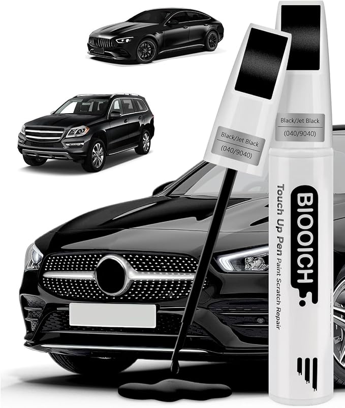Touch Up Paint Pen Exact Color Match Car Chip and Scratch Repair (for Benz, Black/Jet Black(040/9040))