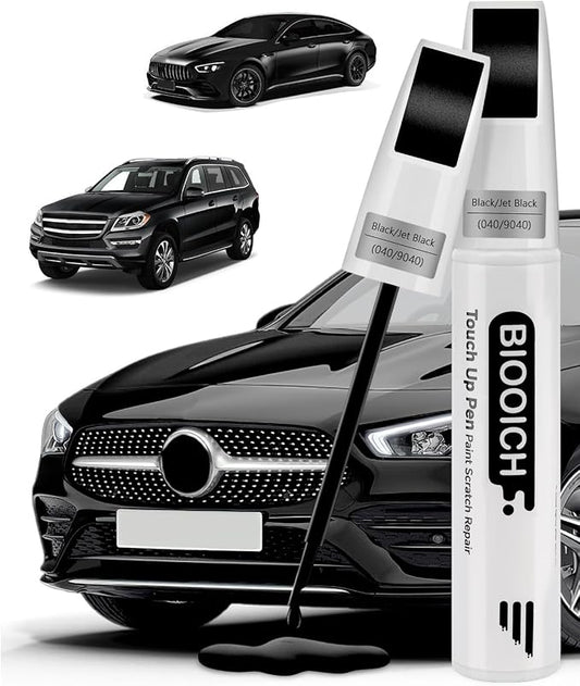 Touch Up Paint Pen Exact Color Match Car Chip and Scratch Repair (for Benz, Black/Jet Black(040/9040))