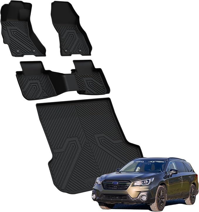 LASFIT Floor Mats & Cargo Mat Fits for Subaru Outback 2015-2019, All Weather TPE Custom Fit Easy Clean Durable No-Curling Car Accessories for Outback 2019-2015 Floor Liners & Trunk Liner, Black