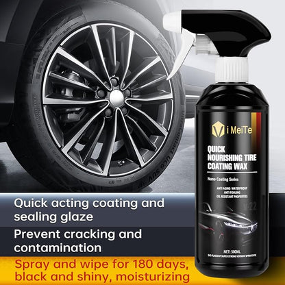 Gloss Tire Spray Rapid Ceramic Tire Coat –Deep Tire Black Finish – Lasts Up to 10x Longer – No Sling, Non-Greasy Ceramic Tire Coating for Car, Truck & SUV car Detailing Supplies 19 Oz