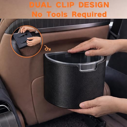 Car Trash Can Leakproof Garbage Can for Car Hanging Back Seat PU Leather Vehicle Trash Bin Removable Liner for Travel Road Trip