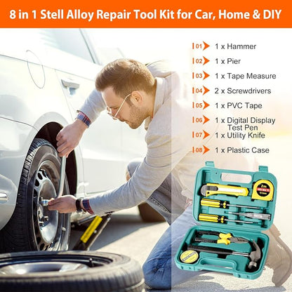 Car Emergency Kit with Air Compressor,Roadside Emergency Car Kit for Vehicles Auto Truck with Jumper Cables,Winter Car Safety Kit with Folding Shovel Car Repair Tool Set First Aid Kit Blanket Tow Rope