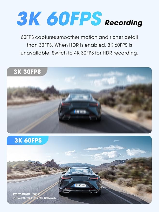 DDPAI 4K Dual Dash Cam Front and Rear, Dual STARVIS 2 IMX678 IMX662 Dashcam, Free 128G Card Included,Car Camera with 32G eMMC, 3K/60FPS, 5G WiFi GPS, 3" IPS, Night Vision, 24H Parking Mode, Z60 Pro