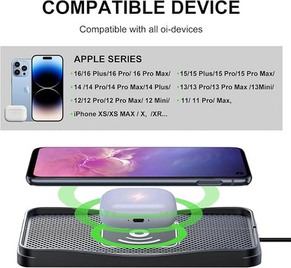 Car Wireless Charger Pad, 15W Fast Wireless Car Charger, Non-Slip Wireless Phone Charger Car Compatible with iPhone 17/16/15/14/13/12, Samsung and LG, Android Phones