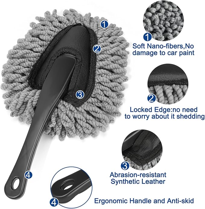 Fitosy Car Interior Duster Detail Brush Cleaning Gel Kit, Soft Dash Vent Dusting Slime Putty Detailing Brushes Accessories Essentials Supplies Tools for Auto,Truck,SUV,RV