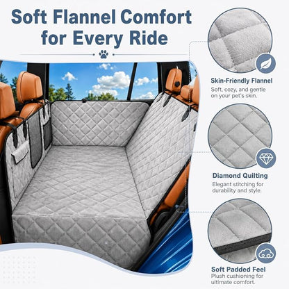 IJVAE Hard Bottom Car Seat Cover for Dog，Grey for car