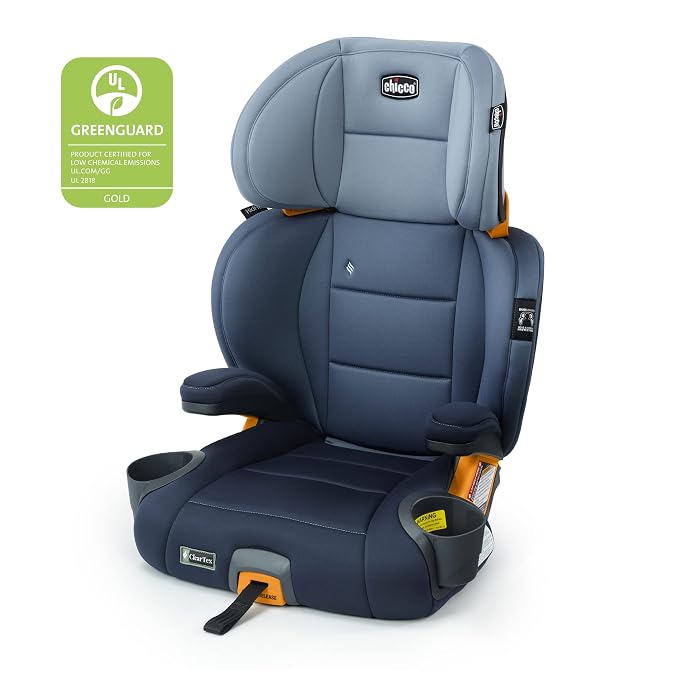 Chicco KidFit ClearTex Plus 2-in-1 Belt-Positioning Booster Car Seat, Backless and High Back Booster Seat, for Children Aged 4 Years and up and 40-100 lbs., Reef/Navy