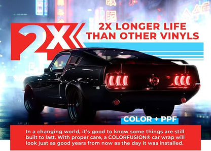 ColorFusion PPF by VViViD, Gloss Piano Black Dry Apply PPF Vinyl Car Wrap Roll 20ft x 5ft