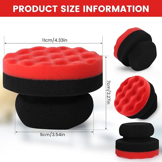 IPELY 2 Pack Large Red Tire Shine Applicator Pad, Durable and Reusable Hex-Grip Tire Dressing Applicator Pad