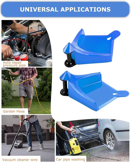 Car Hose Guide 4PCS, Hose Guide for Car Wash Detail, Tire Hose Roller Preventing Pressure Washer Hose from Stuck and Snagging Car Wash Tool for SUV Pickup Truck RV ATV Motorcycle (Blue)