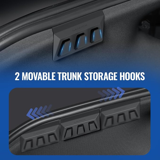 GEEDAR Tesla Model Y Juniper Trunk Organizer Set, 2 Trunk Storage Bins with TPE Lid + 2 Rear Trunk Organizer Hooks, Rear Trunk Side Storage Box for Model Y Juniper 2025 2026 Interior Accessories