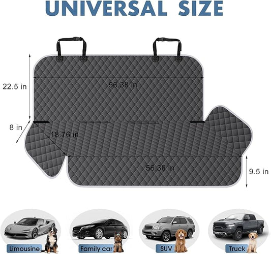 NECKORY Backseat Cover for Dogs, Waterproof and Non-Slip Pet Bench Seat Covers, Car Seat Protector for Back Seat, Universal Size Rear Car Seat Cover Fits Cars, Trucks and SUVs, L-Charcoal Grey&Grey