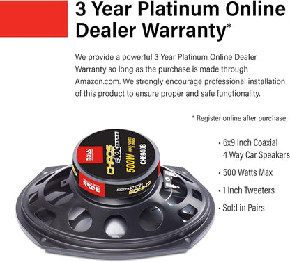 BOSS Audio Systems CH6940B Chaos Exxtreme Series 6 x 9 Inch Car Door Speakers - 500 Watts Max (per Pair), Coaxial, 4 Way, Full Range, 4 Ohms, Sold in Pairs, Bocinas para Carro