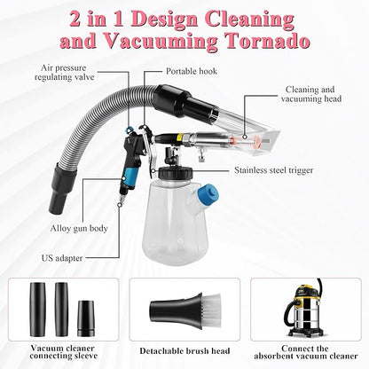 3IN1 Car Cleaning Kit, High Pressure Foam Cleaning Gun, Extractor Vacuum Set, Multi-Purpose Cleaning Gun Detachable Sprinkler Head for Automotive Detailing, Carpet, Upholstery, Surface Cleaning