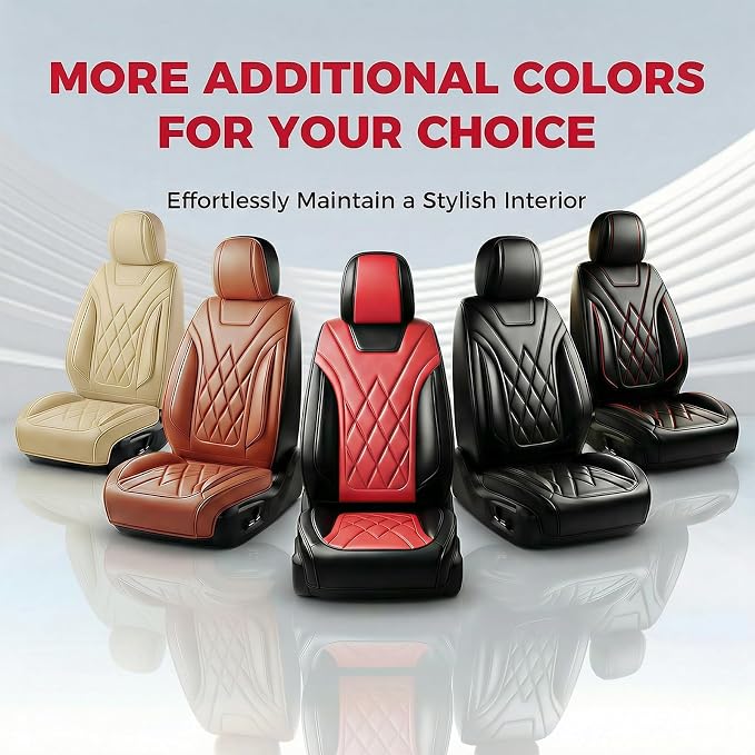 Car Seat Covers Compatible with Hyundai Venue 2020-2025 2026 - Waterproof & Breathable Luxury Leather All-Weather Seat Cushions Protectors, Airbag Compatible, Only 2 Front seat Covers (Black)