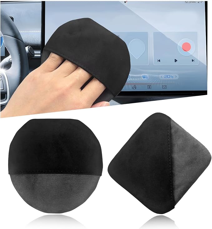 Ohleats Car Screen Cleaner, Microfiber Auto Screen Cleaning Pad, Foldable Touch Screen Cleaner Cloth for Vehicle Dashboard LCD Display, Interior Car Accessories (Square+Round)