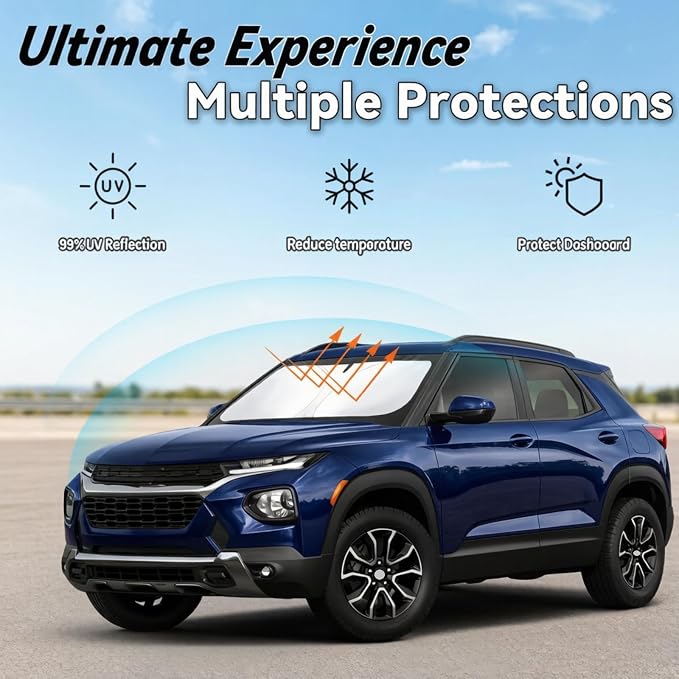 Windshield Sun Shade for Chevrolet Trailblazer 2021-2026 Chevy Trailblazer, Car Front Window Sunshade with 240T Sun Visor Protector Blocks UV Rays Heat Sun Shield Accessories