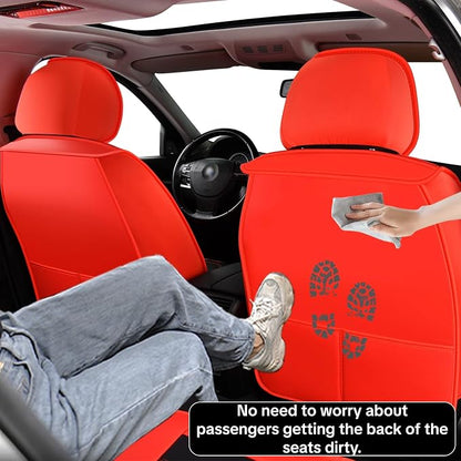 Red Car Seat Covers for Suvs, Sedans, and Pickup Trucks Protect and Upgrade Your Vehicle's Interior Waterproof Leather 5-Piece Complete Set Compatible with Airbags Easy to Install and Clean