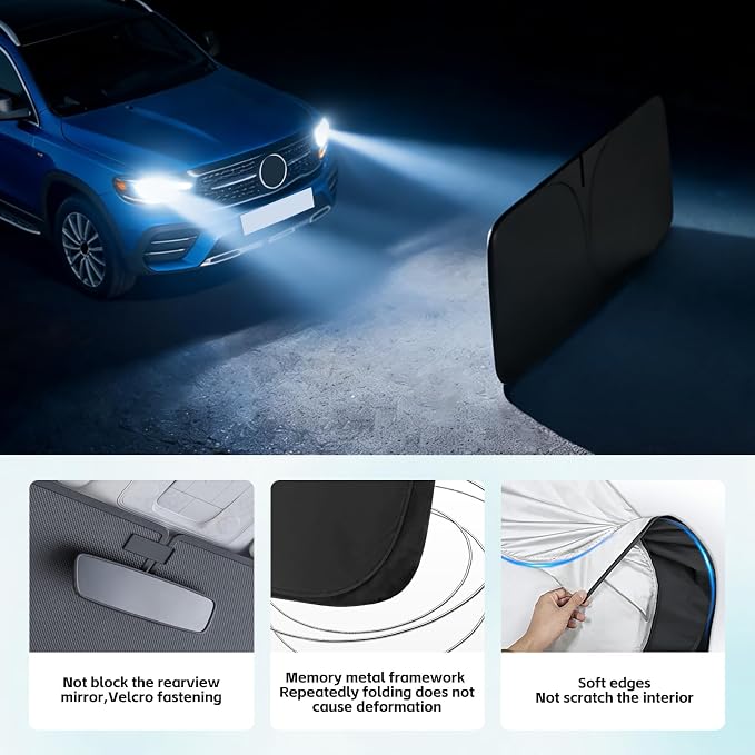 Windshield Sun Shade for Mercedes Benz GLB 250 200 2020-2026 Sunshade 300T Windshield Cover Sun Shield Blocks UV Rays Custom Fit GLB Front Window Shade Sun Visor Foldable Keep Cool