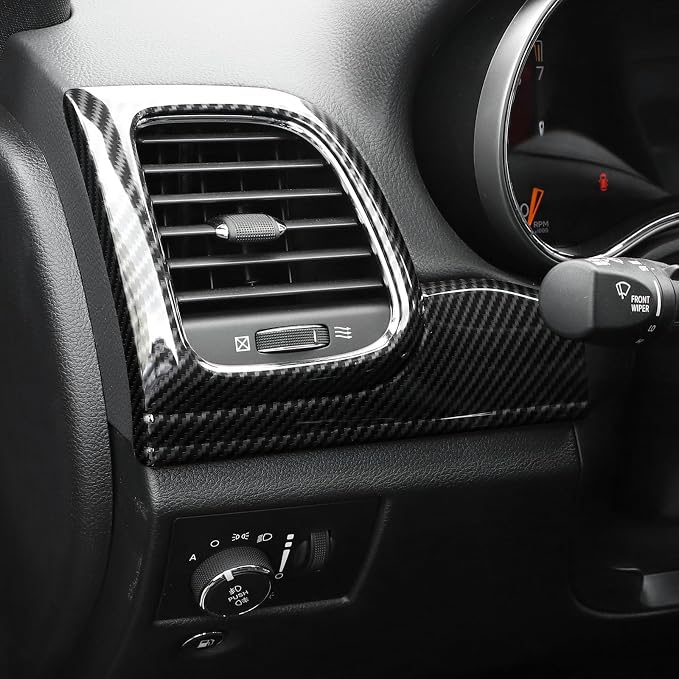 RT-TCZ Carbon Fiber Center Console Dashboard Panel Trim Inner Door Handle Cover Interior Trim Kit Decor Accessories for Jeep Grand Cherokee 2011-2020