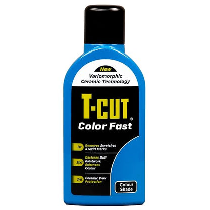 T-Cut Color Fast 3-in-1 Paint Restorer, Mid Blue - Scratch Remover, Ceramic Car Wax & Color Enhancer - Removes Swirls & Oxidation, 17 oz