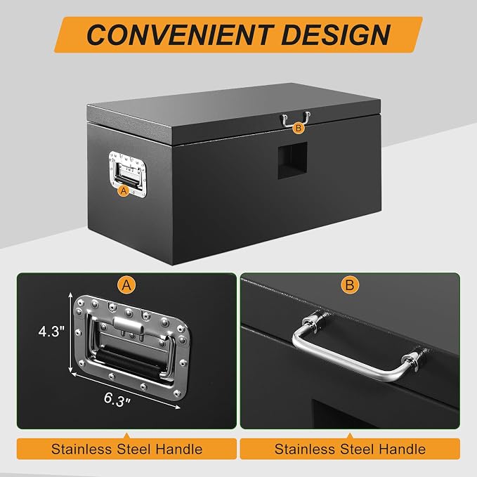 36" Truck Tool Box,Heacy Duty Metal Storage Organizer with Strong locking tongue,Trailer Tongue Box with Safe Hinge, for Truck,Pickup,RV,Garage,Best gift for family and friend,Black Power Coating