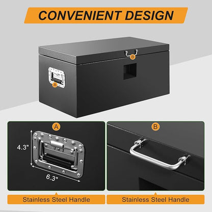 36" Truck Tool Box,Heacy Duty Metal Storage Organizer with Strong locking tongue,Trailer Tongue Box with Safe Hinge, for Truck,Pickup,RV,Garage,Best gift for family and friend,Black Power Coating